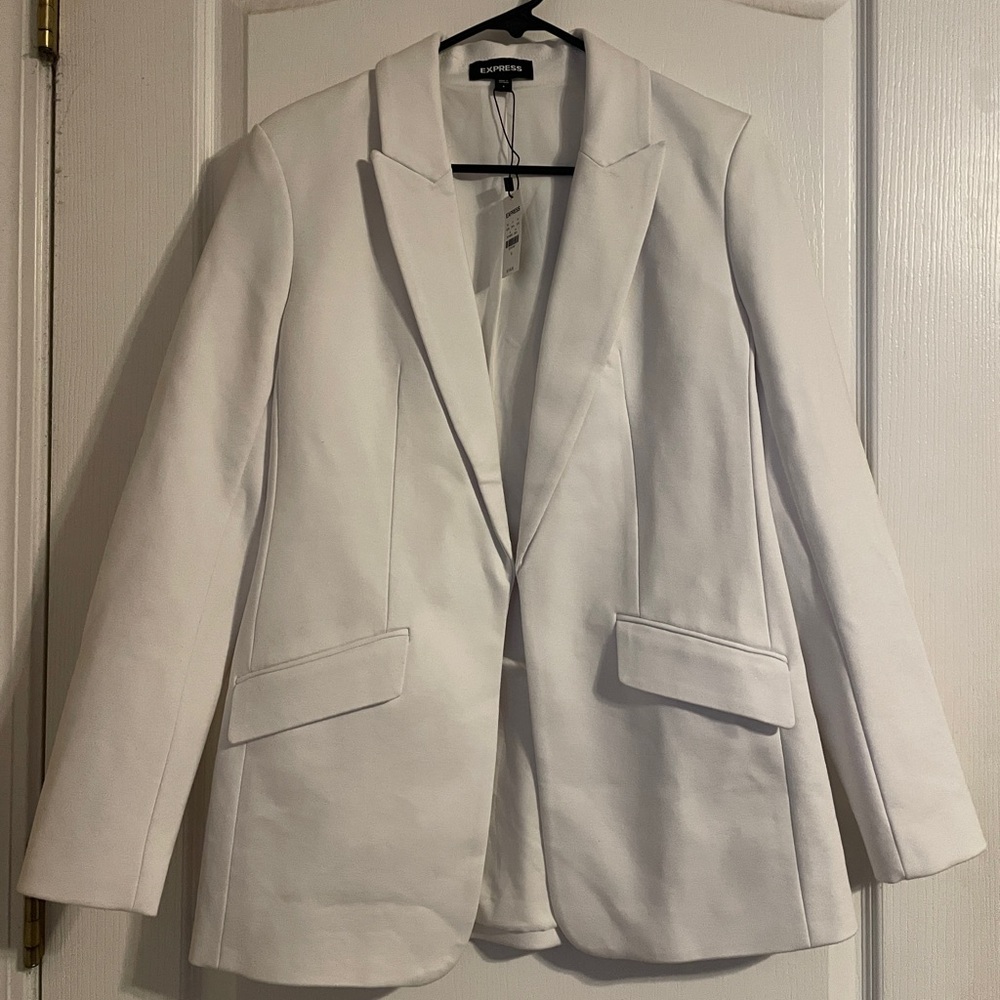 NWT Express Women's Open Front White Blazer S Career Business Casual Corporate
